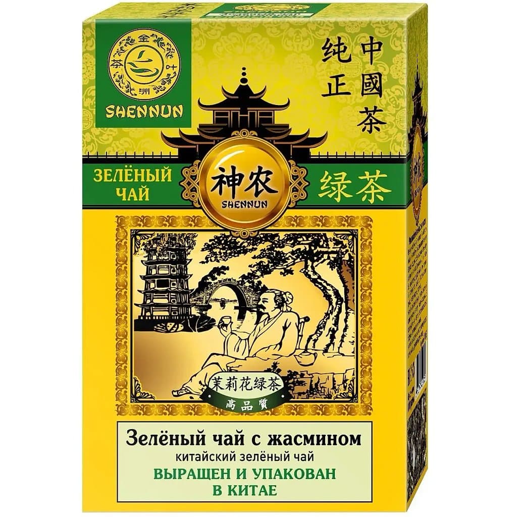 Чай листовой Shennun , зеленый, с жасмином, 100 г