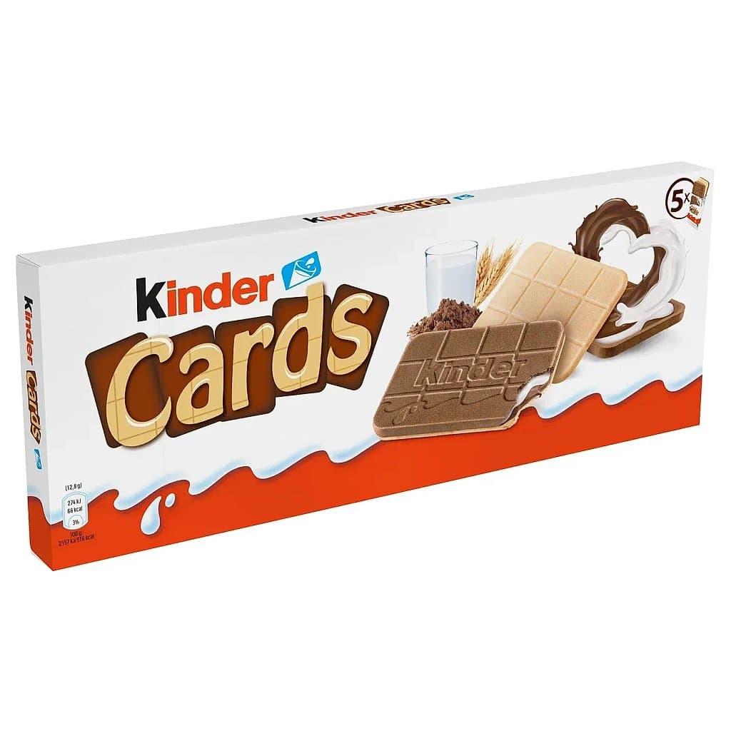 Вафли тонкие Kinder Cards с какао-молочной начинкой 128 г