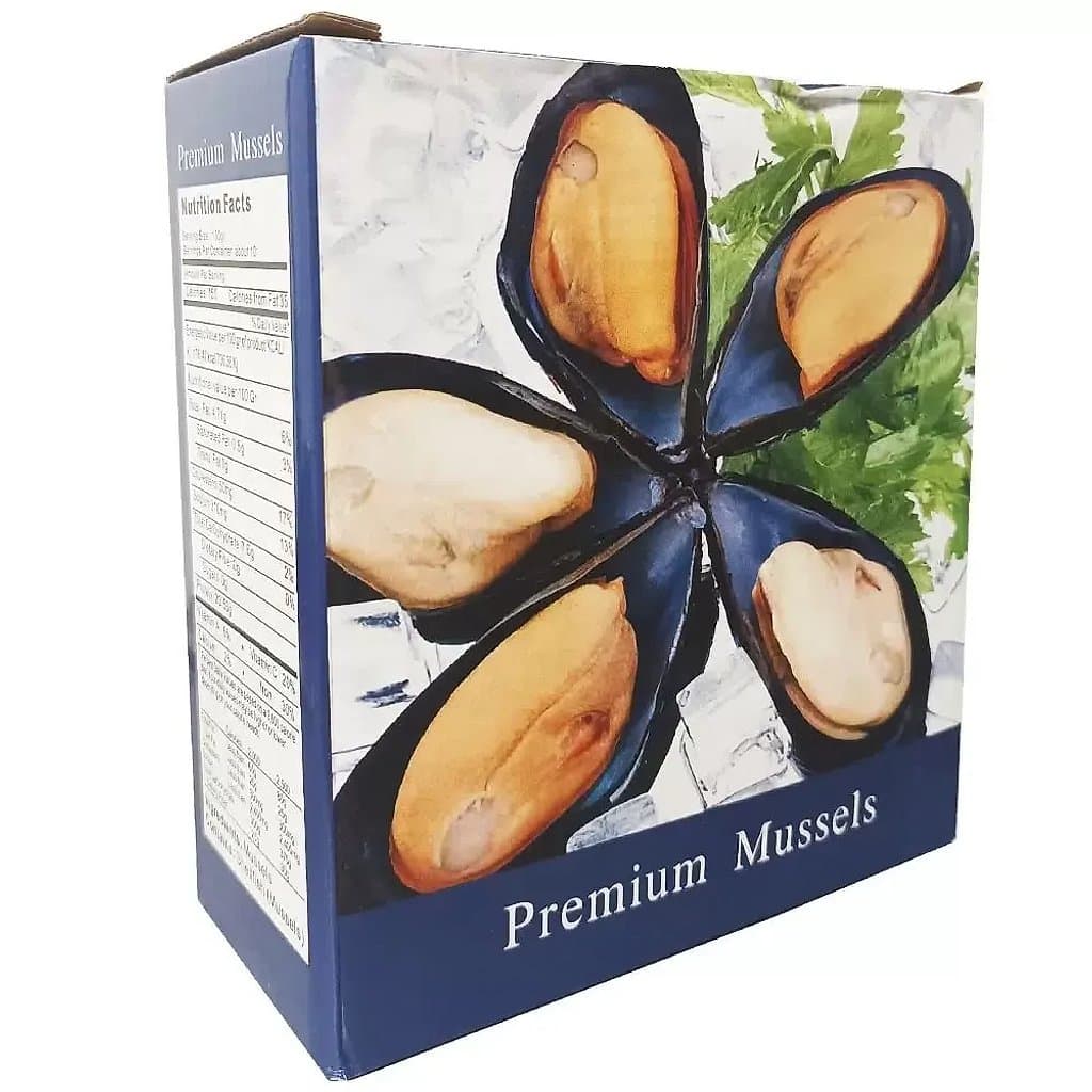 Мидии киви Premium Mussels в 1/2 ракушки 30/40 1 кг.