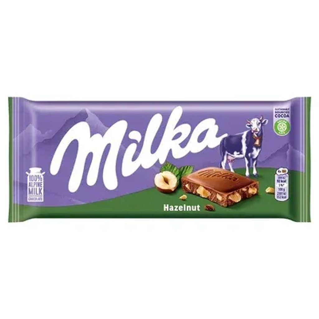 Молочный шоколад Milka Hazelnuts дробленый фундук, 100 г.