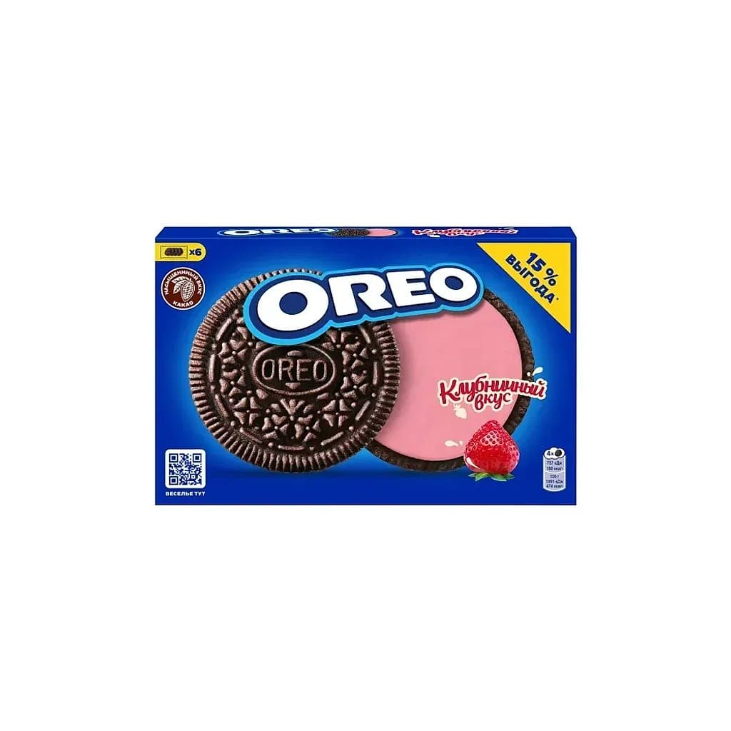 Печенье Oreo, с какао и начинкой со вкусом клубники, 228 г