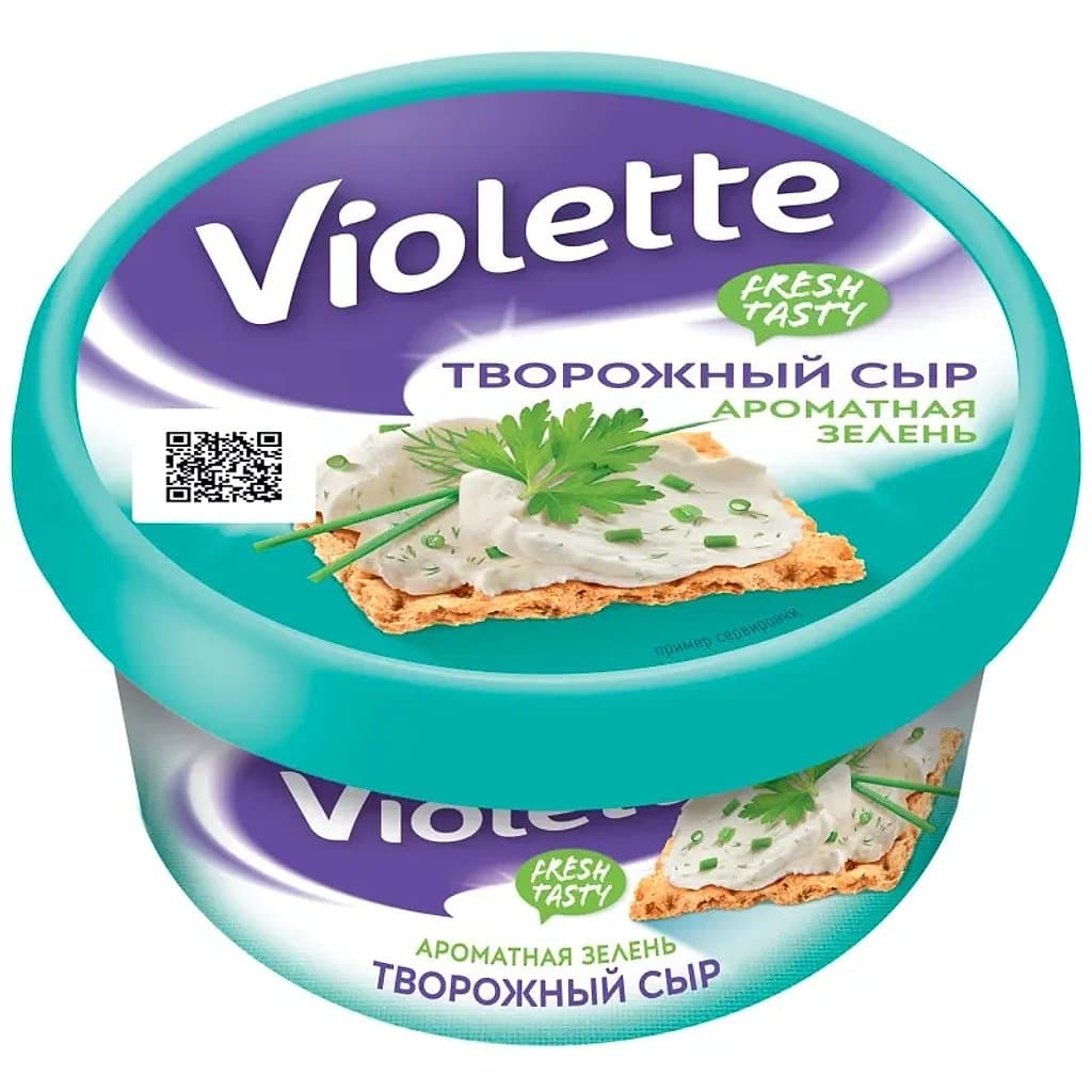 Сыр творожный Violette Ароматная зелень 70%, 140 г.